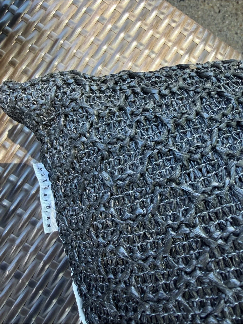 Pottery Barn Black Textured Knit Accent Pillow